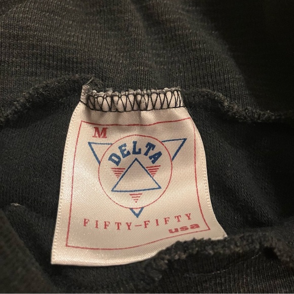 Vintage Women's Black Gray Turtle Neck Long Sleeve Shirt Med Cowgirl Boot Patch - Picture 4 of 8